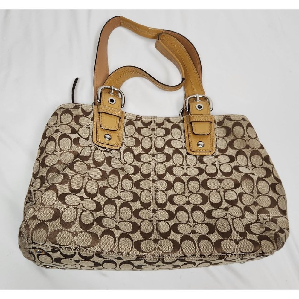 Coach XL Tan Signature Print Gallery Tote Bag - Picture 6 of 10